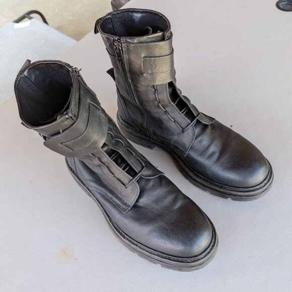 Men\'s Rugged Black Italian Leather Boots